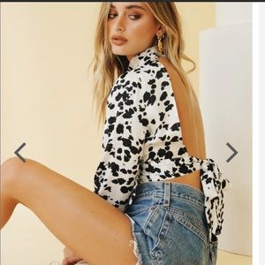 NWT Verge Girl backless tie long sleeve crop